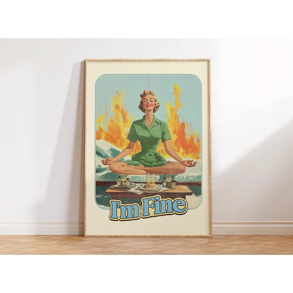 Pin Up Meditation Wall Art Print, Unframed Paper Poster 8x10in