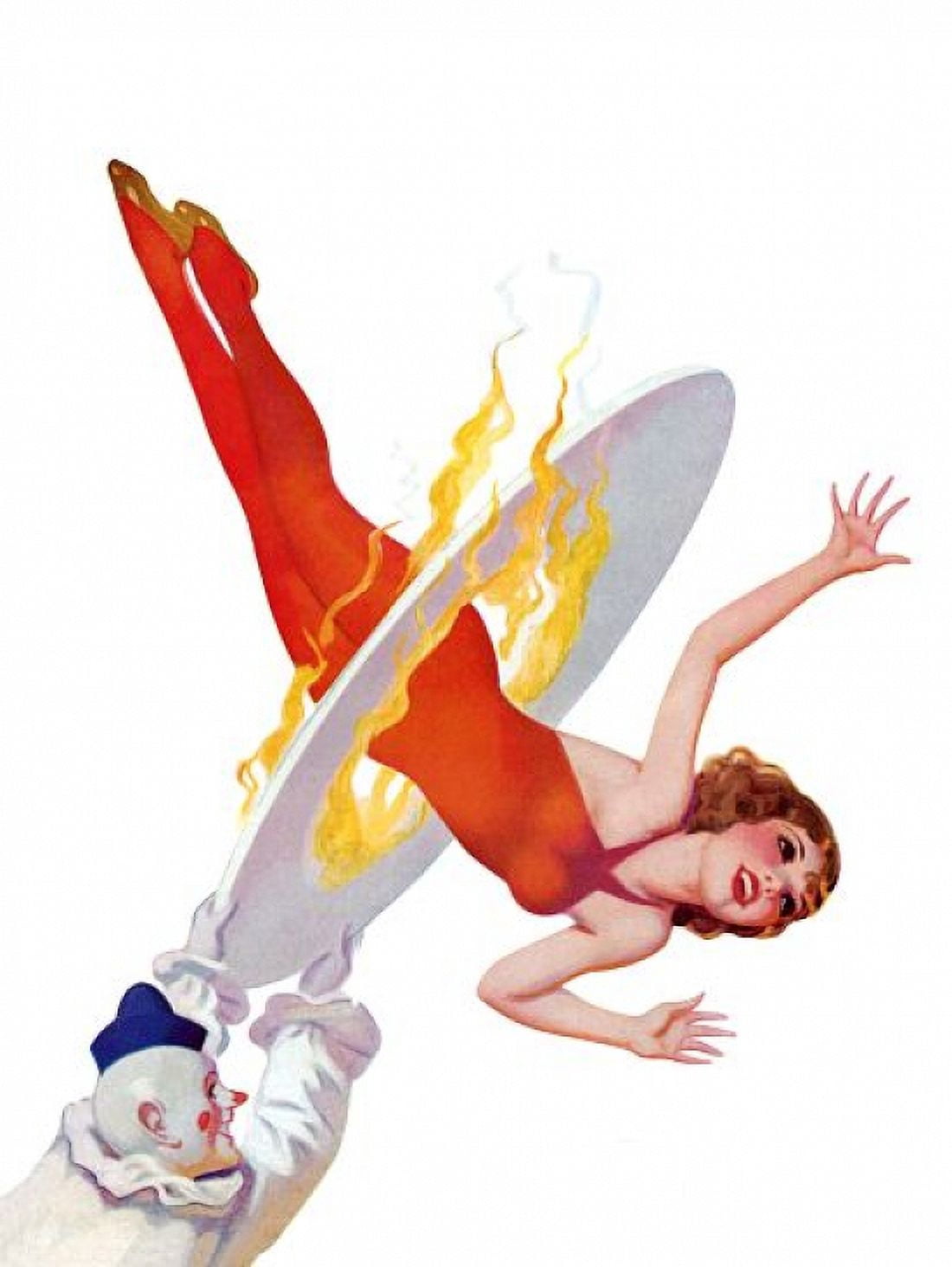 Pin Up Redhead Going Through Fire Canvas Art - (24 x 36)