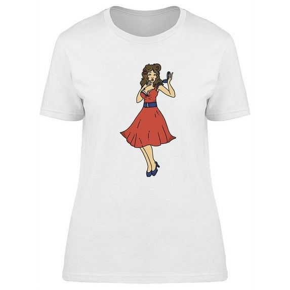 Pin Up Surprised Girl T-Shirt Women -Image by Shutterstock, Female XX-Large
