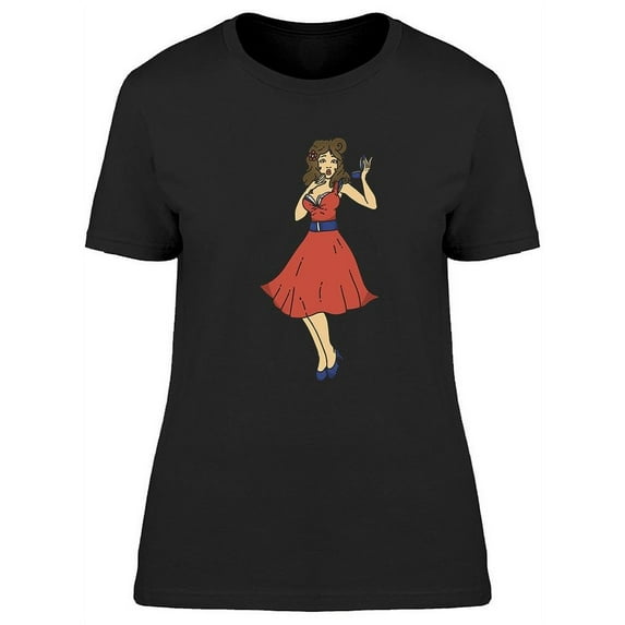 Pin Up Surprised Girl T-Shirt Women -Image by Shutterstock, Female x-Large