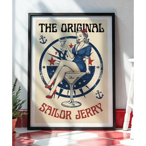Pin Up Tattoo Sailor Jerry Style Instant Decorative Wall Art Poster , Poster Print Only