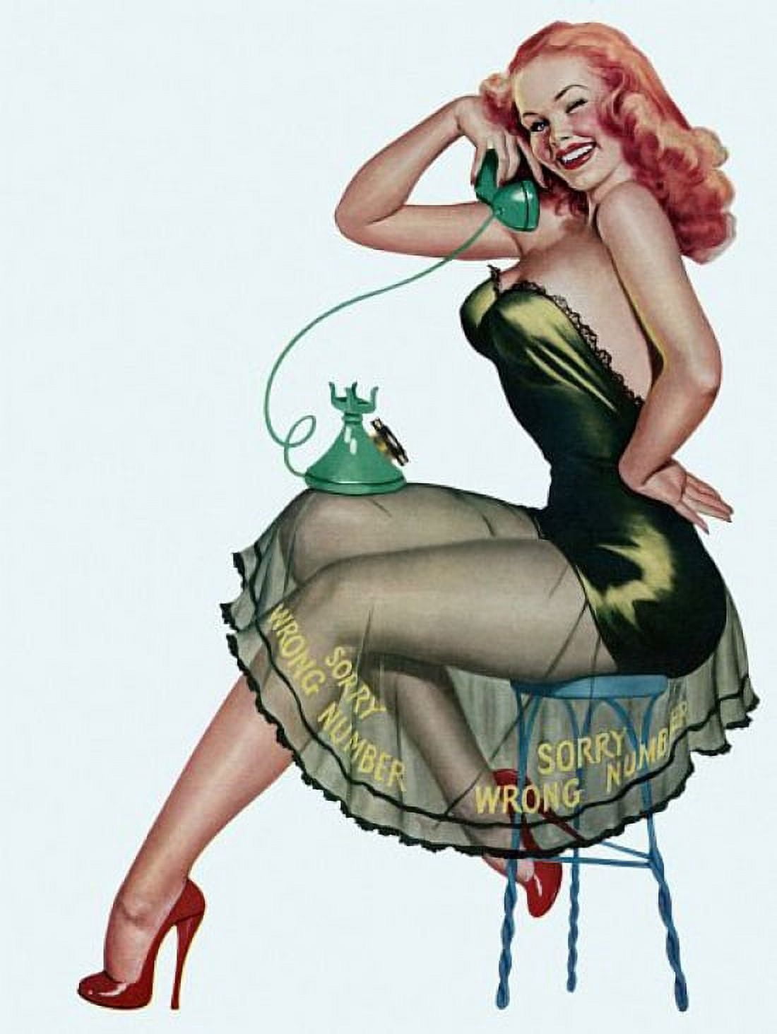 Pin Up Vintage Pinup Girl On Canvas Art - (36 x 54)