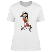 Pin Up Waitress Girl T-Shirt Women -Image by Shutterstock, Female Small