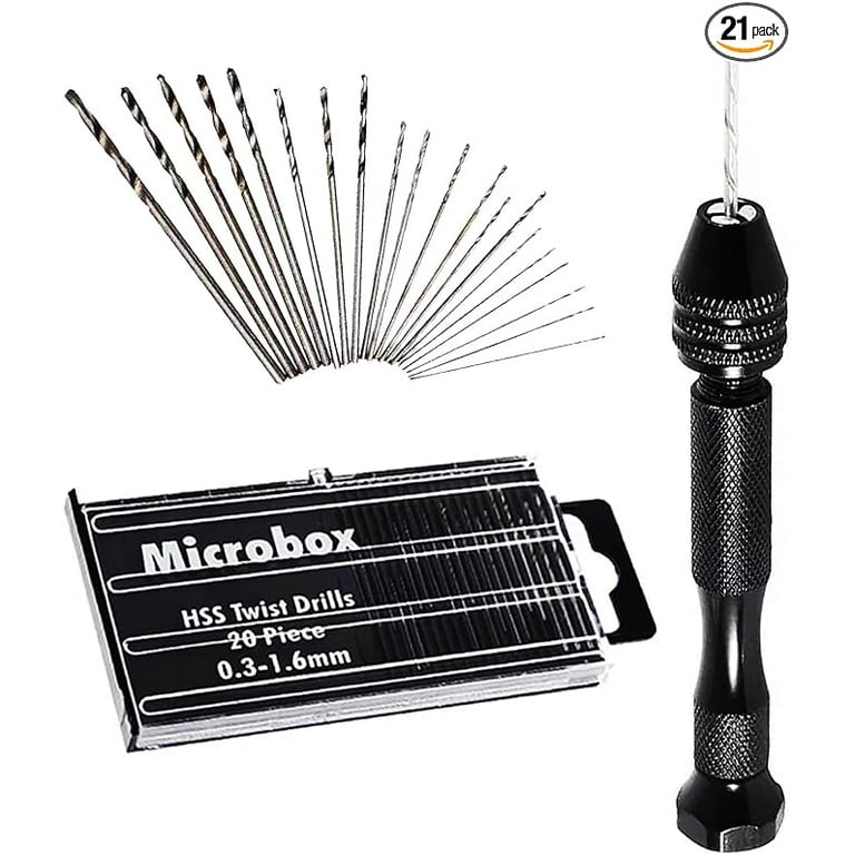 Pin Vise Hand Drill With 20 PCS Micro Twist Drill Bits Set 0.3mm 1.6mm Manual Drill Bits Hand Drill Set For Jewelry Making Walnut Resin and More Hobby Drill Walmart
