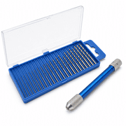 Pin Vise Hand Micro Drill Bit Set, 21 PCS Blue Manual Twist Drill with 20 Numbered Micro HSS Drill Bits for Jewelry
