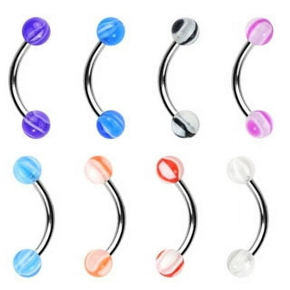 Pin Wheel Eyebrow Ring/Cartlige Tragus/Nipple/Snake Eyes UV Acrylic 16G (1.2mm) (Pink & Black)