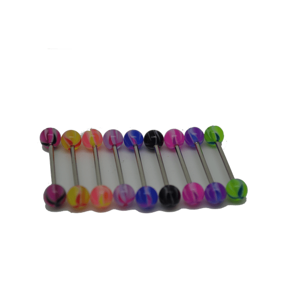 Pin Wheel Tongue Ring/Snake Eyes/Nipple UV 14G (1.6mm) Acrylic (BLUE MAGENTA) (B/4/5)
