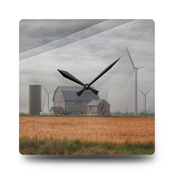 U R There Photography Pinabog Greys Rustic Farmhouse Acrylic Analog Wall Clock
