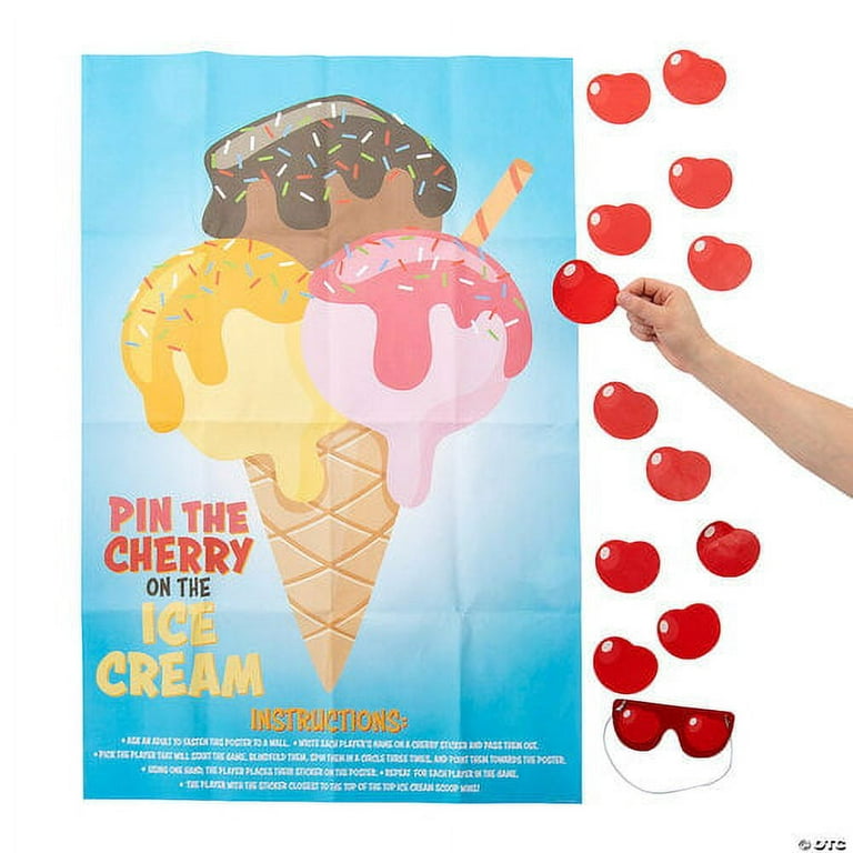 Pin the Cherry on the Ice Cream Game, Birthday, Toys, 2 Pieces