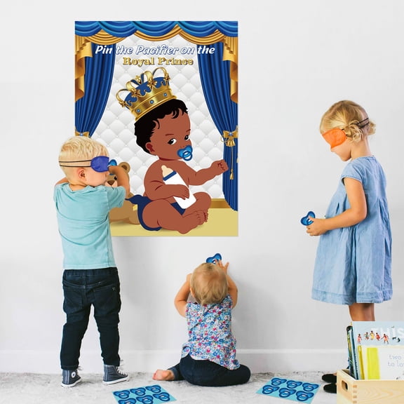 1 Set Pin the Pacifier on the Poster for Royal Prince Theme Party Supplies Family Game Activities
