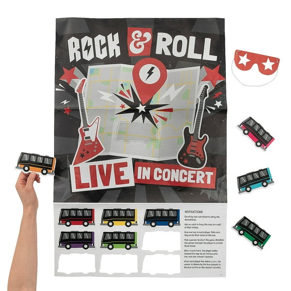 Pin the Rock Star Concert Tour Bus on the Map Game