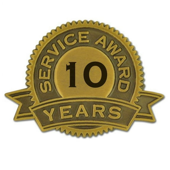 PinMart 10 Years of Service Award Lapel Pin - Unisex Employee Recognition Lapel Pin for Teens and Adults