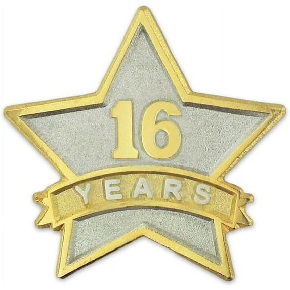 PinMart - 16 Year Service Award Star Enamel Pin - Employee Appreciation Pin