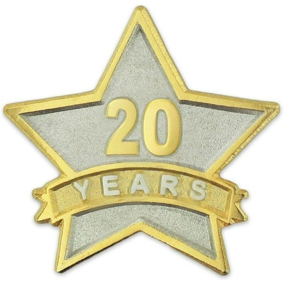 PinMart - 20 Year Service Award Star Enamel Pin - Employee Appreciation Pin