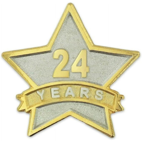 PinMart - 24 Year Service Award Star Enamel Pin - Employee Appreciation Pin