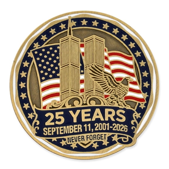 PinMart 25th Anniversary 9-11 Pin - Twin Towers Eagle Memorial Lapel Pin - 5 Pack
