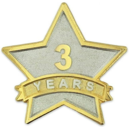 PinMart - 3 Year Service Award Star Enamel Pin - Employee Appreciation Pin