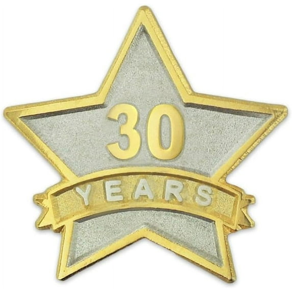 PinMart - 30 Year Service Award Star Enamel Pin - Employee Appreciation Pin