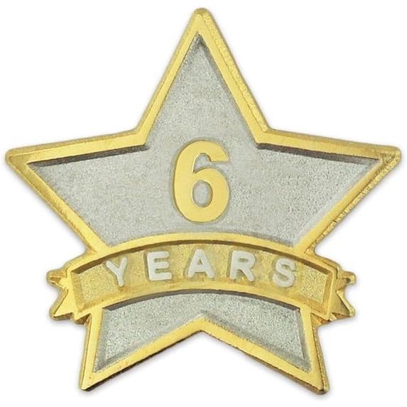 PinMart - 6 Year Service Award Star Enamel Pin - Employee Appreciation Pin