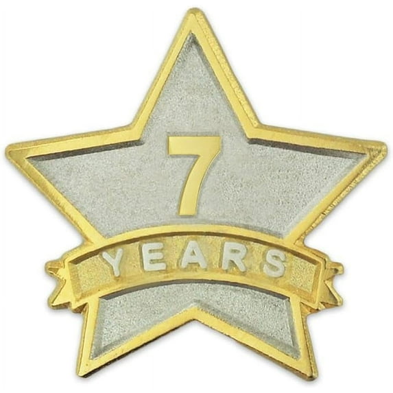 PinMart - 7 Year Service Award Star Enamel Pin - Employee Appreciation Pin