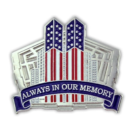 PinMart 9/11 September 11th Always in Our Memory Twin Towers Lapel Pin - 9/11 Memorabilia and Pentagon 9/11 Remembrance Pin - 9/11 Commemorative Lapel Pins in Single or Bulk Packs
