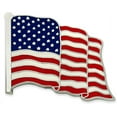 thumbnail image 1 of PinMart American Flag Lapel Pin – Made in the USA - Nickel Plated Enamel Pin – Patriotic Waving United States Country Pin for Coats, Suit Jackets and Lanyards, 1 of 6