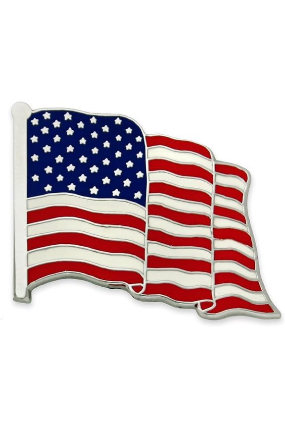 American Flag Lapel Pin – Made in the USA - Nickel Plated Enamel Pin – Patriotic Waving United States Country Pin for Coats, Suit Jackets and Lanyards