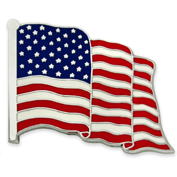 PinMart American Flag Lapel Pin – Made in the USA - Nickel Plated Enamel Pin – Patriotic Waving United States Country Pin for Coats, Suit Jackets and Lanyards