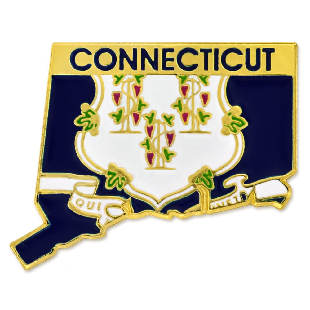 PinMart Connecticut Shape Flag Enamel Pins Gold Plated US State Lapel