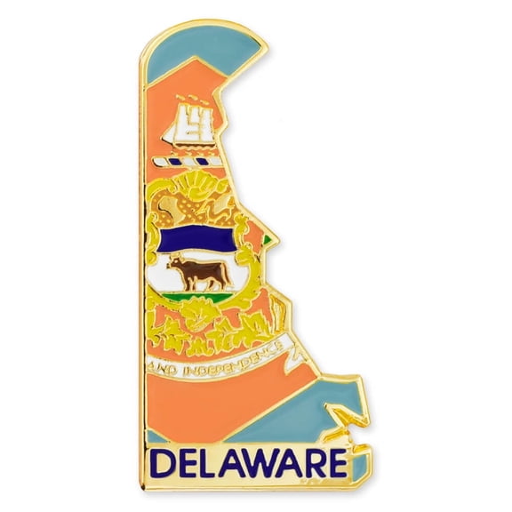 PinMart Delaware Shape Flag Enamel Pins – Gold Plated US State Lapel Pins - 100 Pack