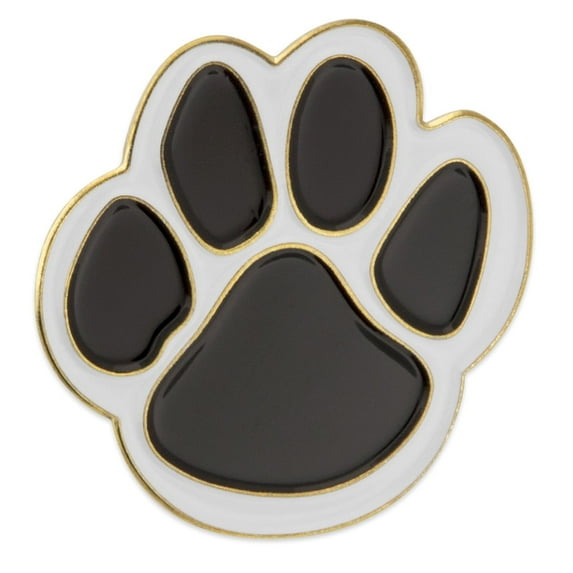 PinMart Enamel Animal Paw Print School Mascot Lapel Pin, Black and White