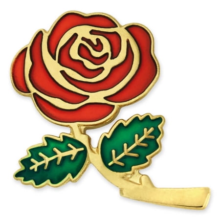PinMart Enamel Colored Red Rose Button Pin - 10 Pack