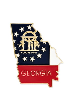 Enamel Georgia Shape Flag Gold Plated US State Button Pins - 100 Pack