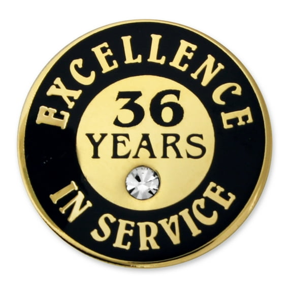 PinMart Gold Plated Excellence in Service Year Employee Recognition Pins