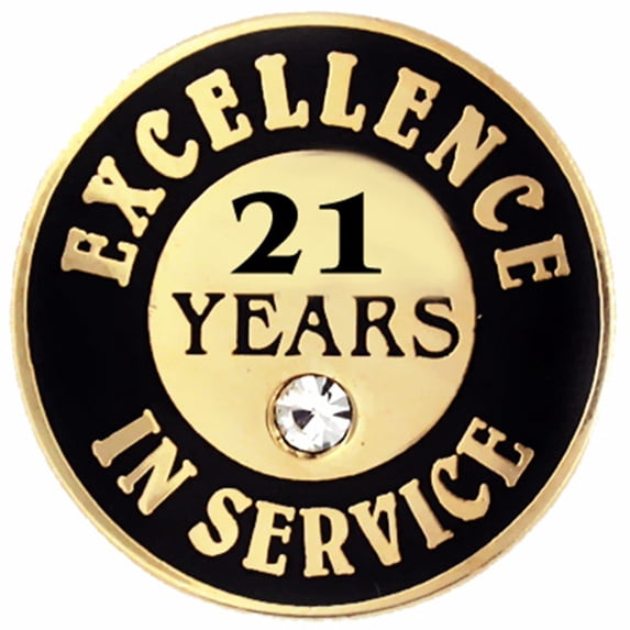 PinMart Gold Plated Excellence in Service Year Employee Recognition Pins