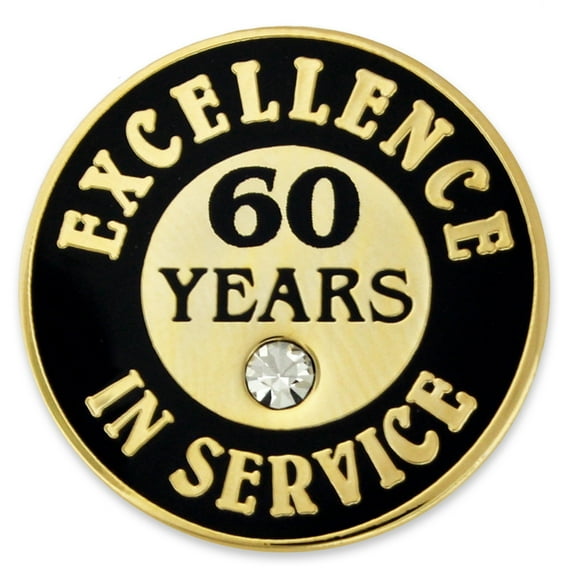 PinMart Gold Plated Excellence in Service Year Employee Recognition Pins