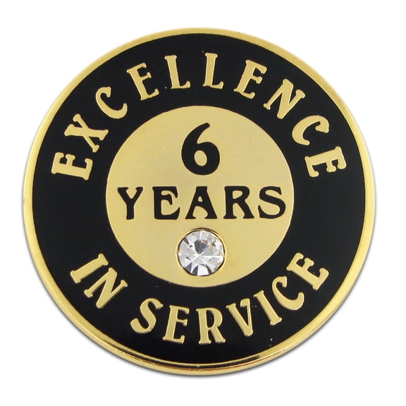 PinMart Gold Plated Excellence in Service Year Employee Recognition Pins