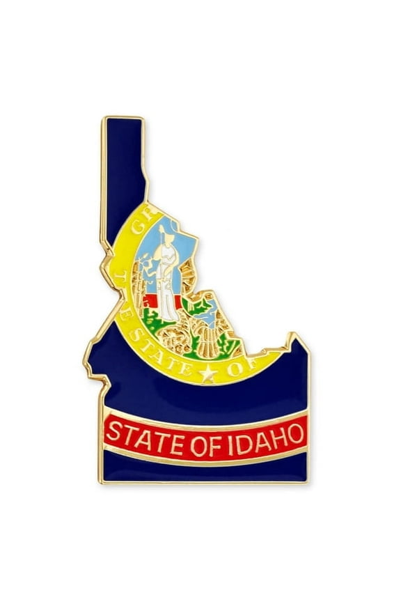 Idaho Shape Flag Enamel Pins - Gold Plated US State Lapel Pins