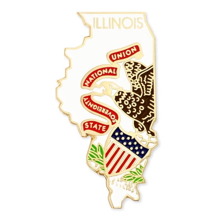 PinMart Illinois Shape Flag Enamel Pins – Gold Plated US State Lapel Pins - 25 Pack