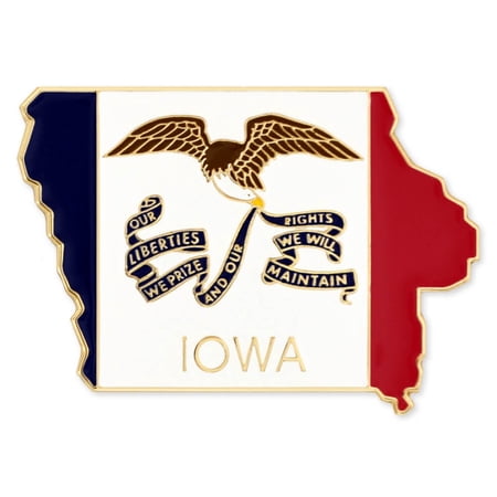 PinMart Iowa Shape Flag Enamel Pins - Gold Plated US State Lapel Pins