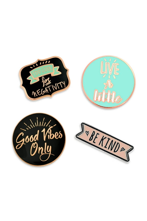 Motivational Enamel Lapel Pin Motivational 4 Piece Pin Set Copper and Nickel Plated Enamel Lapel Pin for Clothing, Bags and Lanyards Inspirational Pin Supports Kindness and Positive Ment