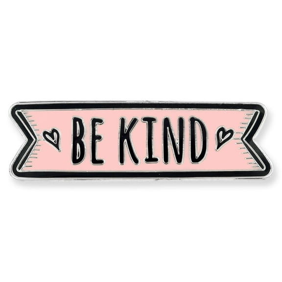 PinMart Motivational Enamel Lapel Pin – Be Kind Brooch Pin – Nickel Plated Pin for Clothing, Bags and Lanyards – Supports Kindness and Positive Mental Health- Nickel Plated Enamel, Single or Bulk Pack