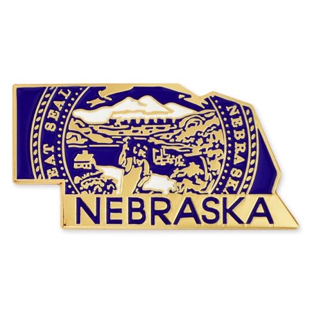 PinMart Nebraska Shape Flag Enamel Pins – Gold Plated US State Lapel Pins - 50 Pack