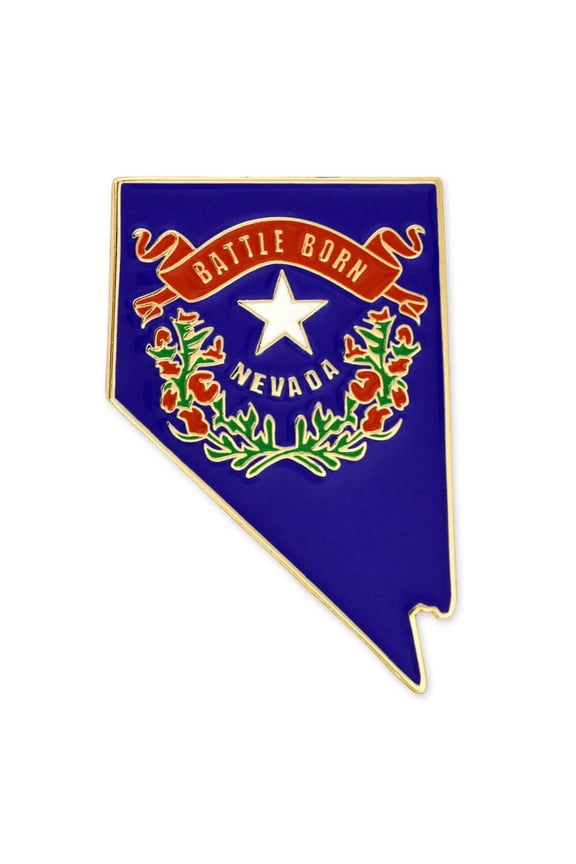 Nevada Shape Flag Enamel Pins – Gold Plated US State Lapel Pins - 50 Pack