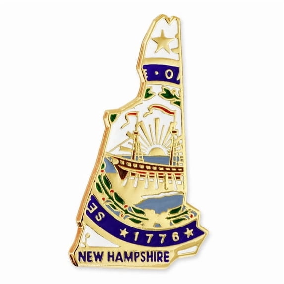 PinMart New Hampshire Shape Flag Enamel Pins – Gold Plated US State Lapel Pins - 50 Pack