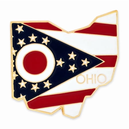 PinMart Ohio Shape Flag Enamel Pins - Gold Plated US State Lapel Pins