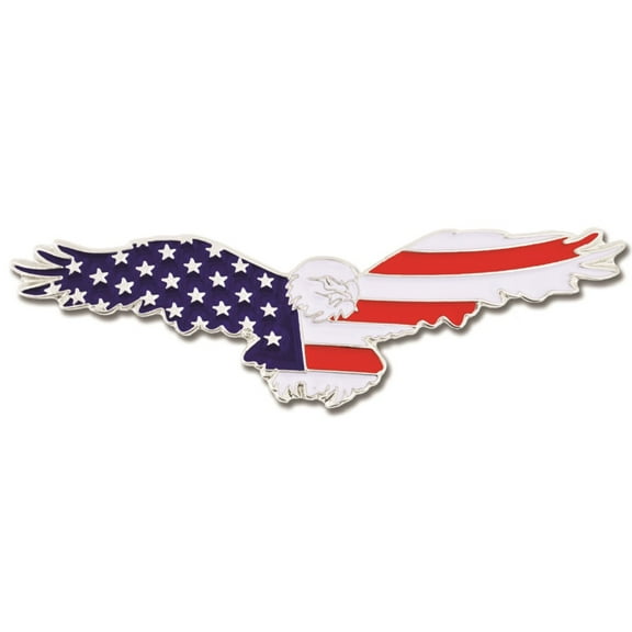 PinMart Patriotic Eagle Pin – Soaring American Eagle–Antique, Gold or Nickel Plated Enamel Lapel Pin with Clutch Back for Coats, Suit Jackets, and Lanyards