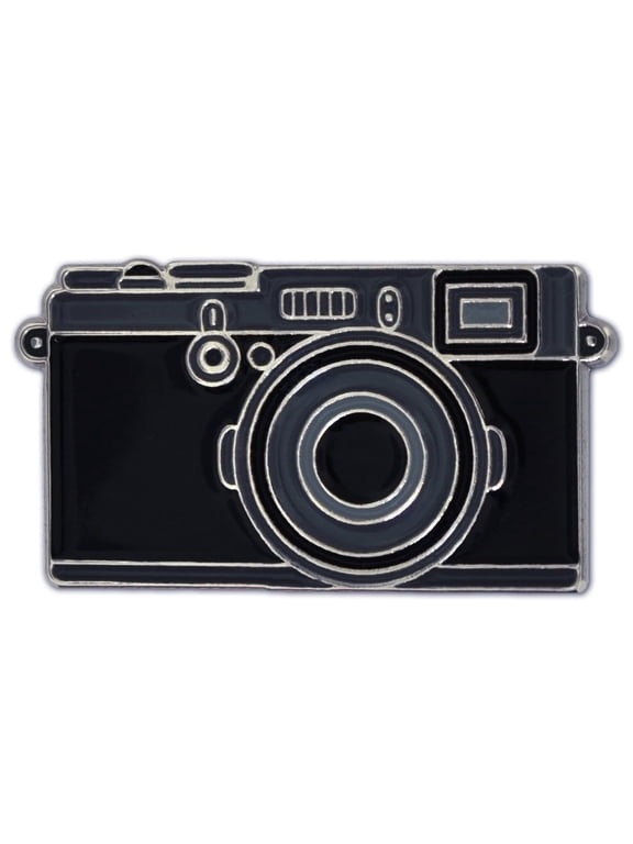Trendy Black Camera Photography Lover Enamel Lapel Pin - Nickel Plated Enamel, Single or Bulk Pack