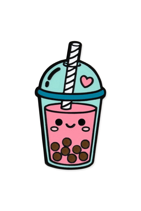 Pink Bubble Tea Enamel Pin - Cute Boba Lapel Pin for Backpacks