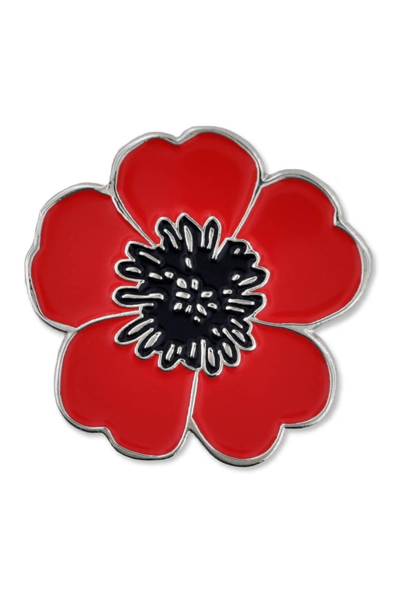 Poppy Flower Remembrance Memorial Day Enamel Lapel Pin with Magnetic Backing - Patriotic Decorations for Mens Suits - Single or Bulk Poppies For Memorial Day